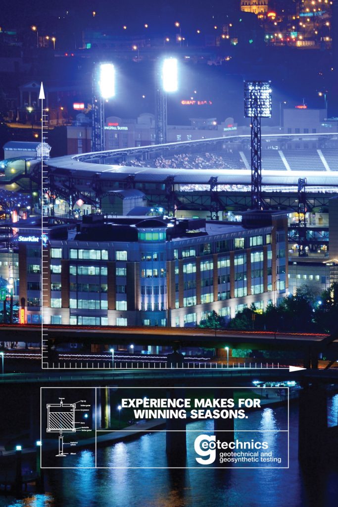 Baseball stadium with text: Experience makes for winning seasons.