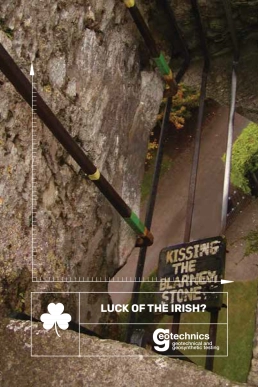 Picture of the Blarney Stone with text: Luck of the Irish.